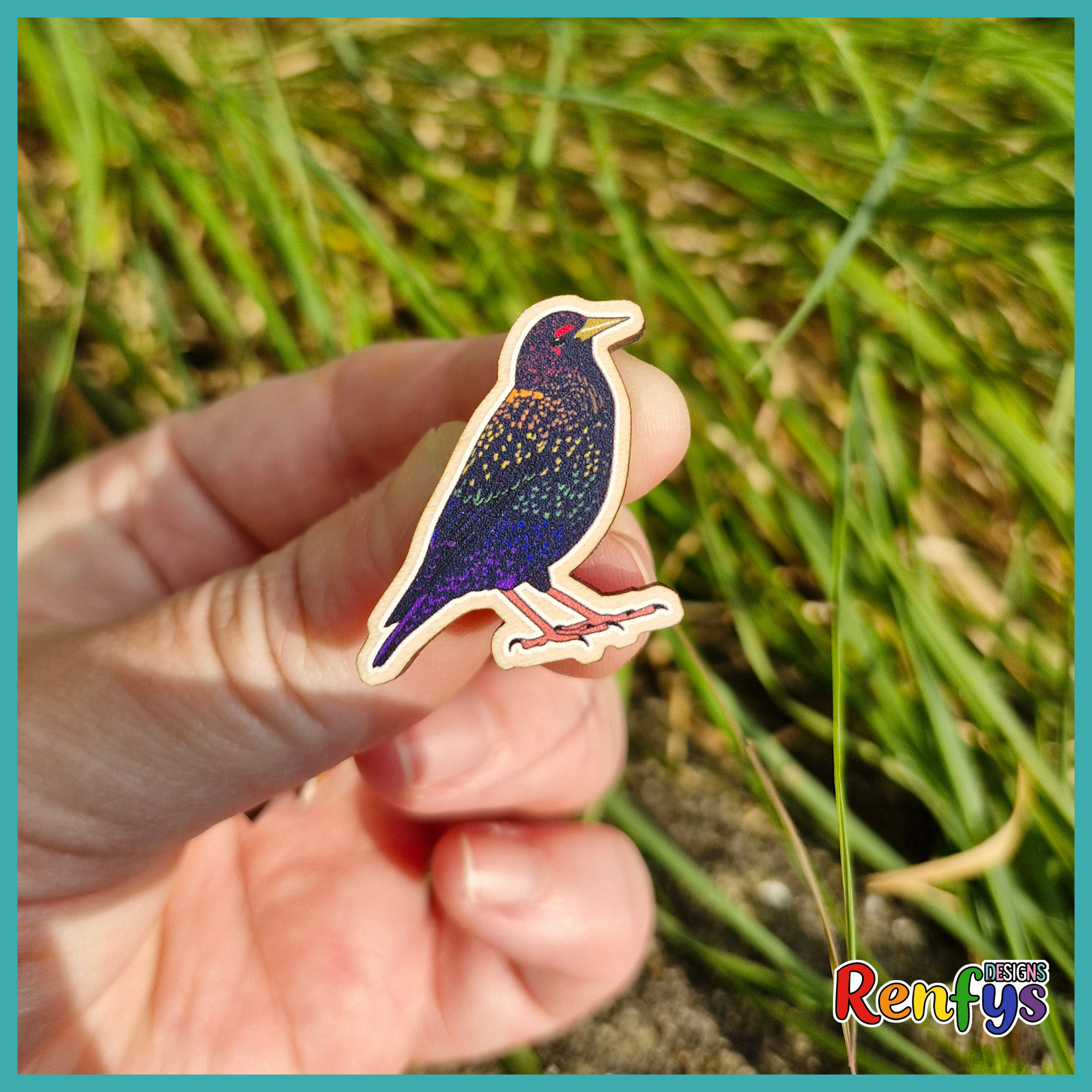 Starling Pride Wood Pin