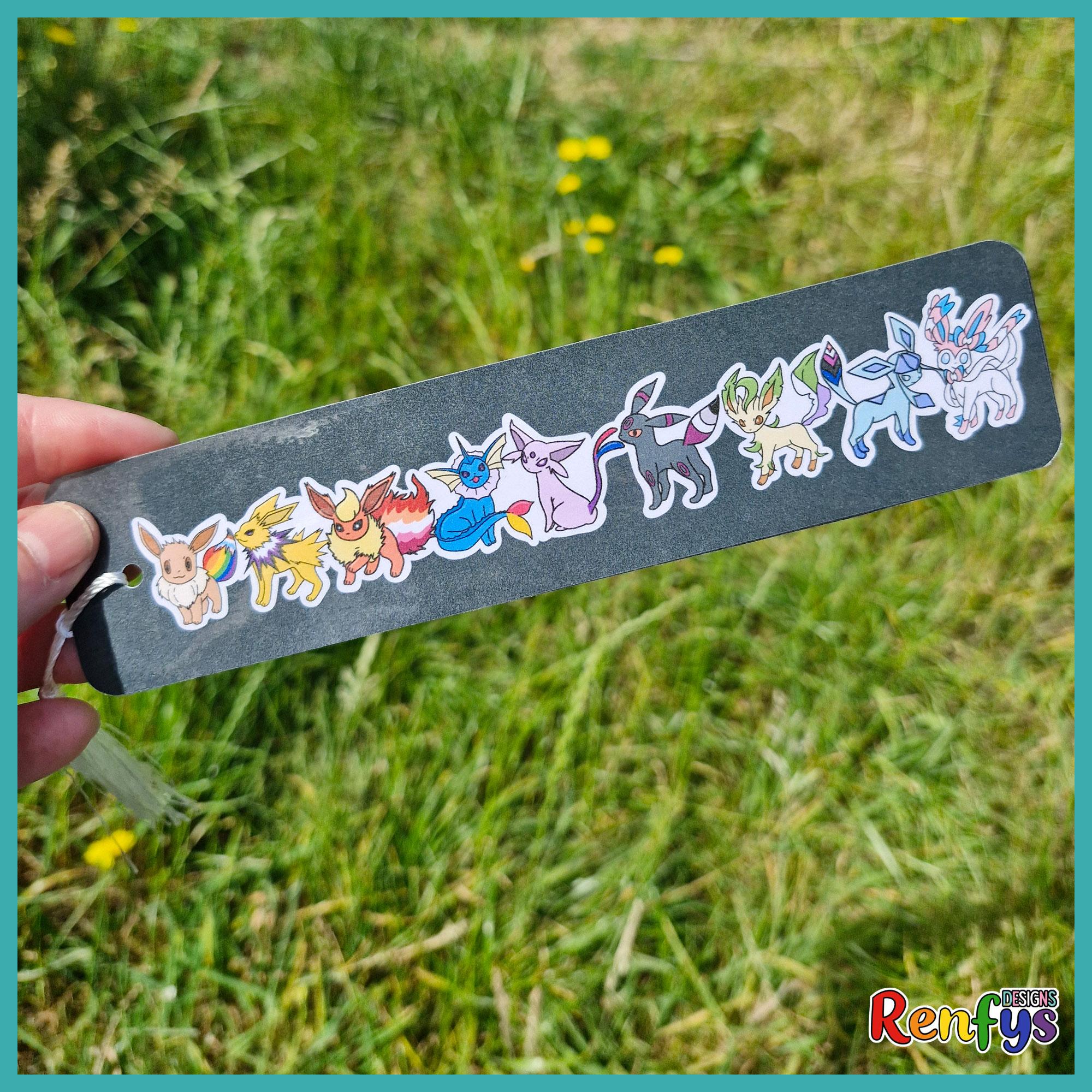 Eevee Evolutions Pride Flag Bookmark